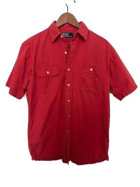 Vintage Polo Ralph Lauren Red Short Sleeve Cotton Button-up